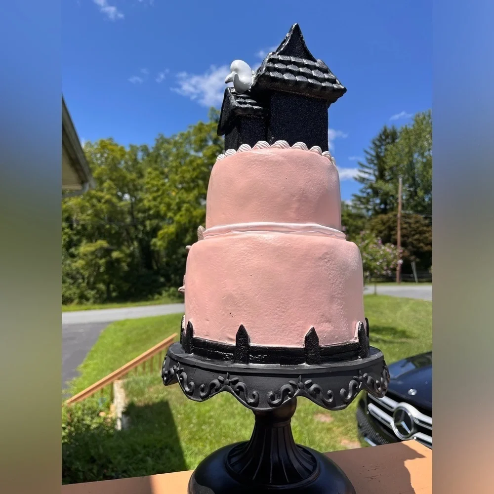 Halloween Haunted Mansion Cake Statue Pink Gothic Resin Decor 21